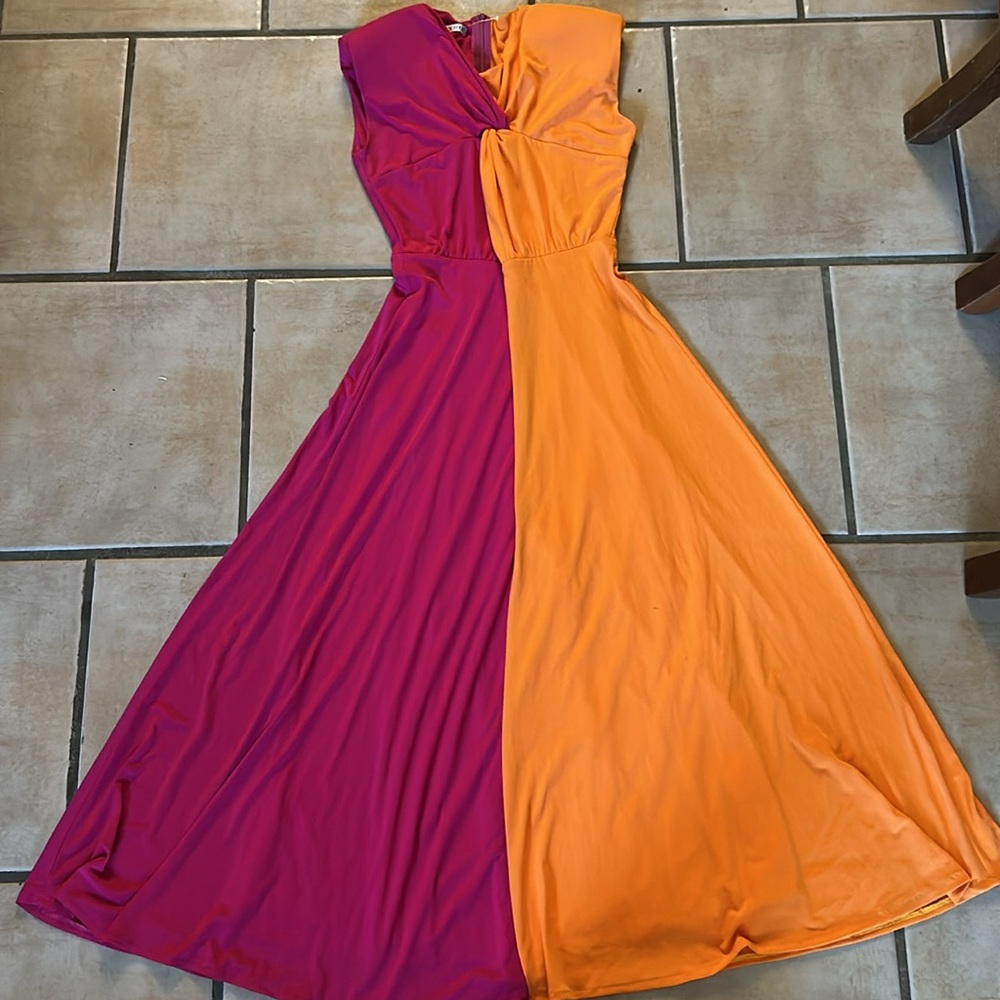 Cayro measures small Vibrant Pink and Orange Women's Dress - Picture 9 of 12